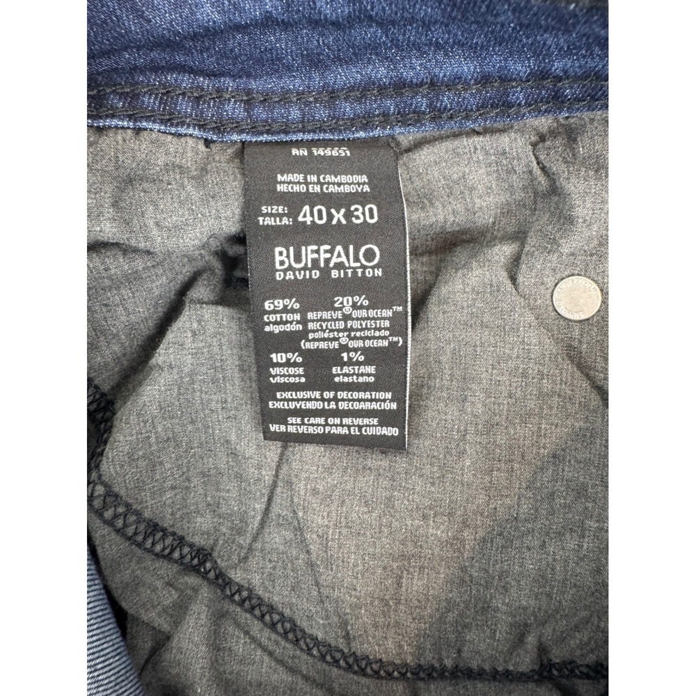 Buffalo‎ 40x30 Jackson Slim Straight Jeans Mens Blue Excellent Stretch Denim - Picture 7 of 8